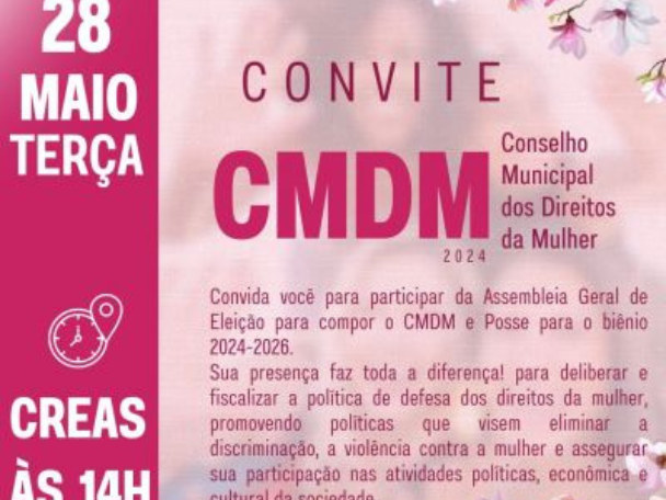 Conselho Municipal dos Direitos da Mulher convida para eleição de membros; saiba mais