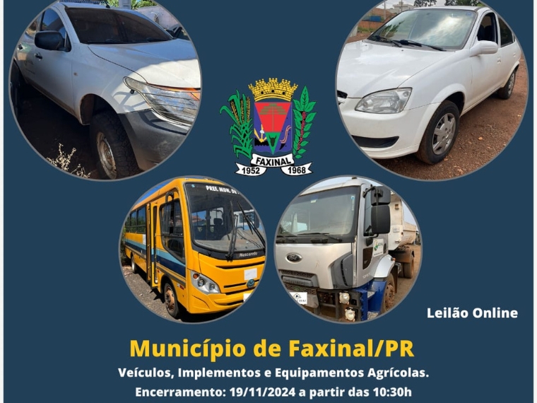 FAXINAL: Prefeitura realizará leilão de veículos inservíveis em novembro