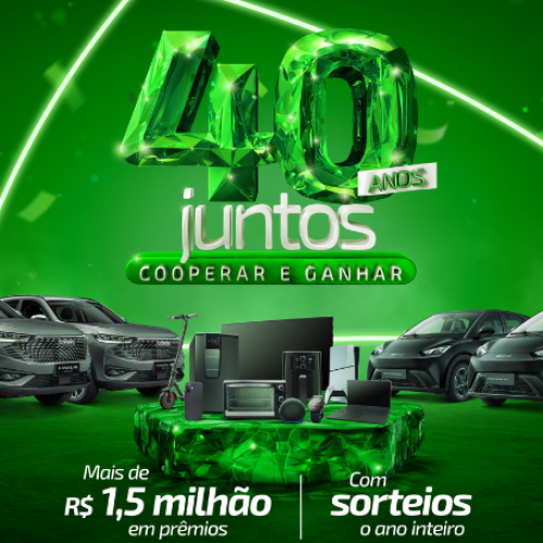 Campanha “40 anos Juntos: Cooperar e Ganhar” celebra aniversário da Sicredi Agroempresarial PR/SP e distribui mais de 1,5 milhão em prêmios