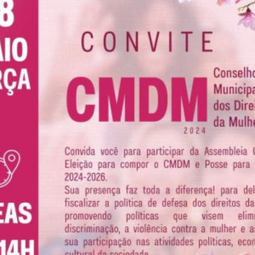 Conselho Municipal dos Direitos da Mulher convida para eleição de membros; saiba mais