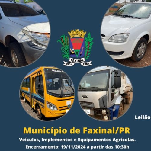 FAXINAL: Prefeitura realizará leilão de veículos inservíveis em novembro